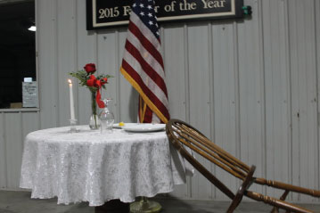 A table setting at Hero's Hunt to honor the missing and fallen soldiers